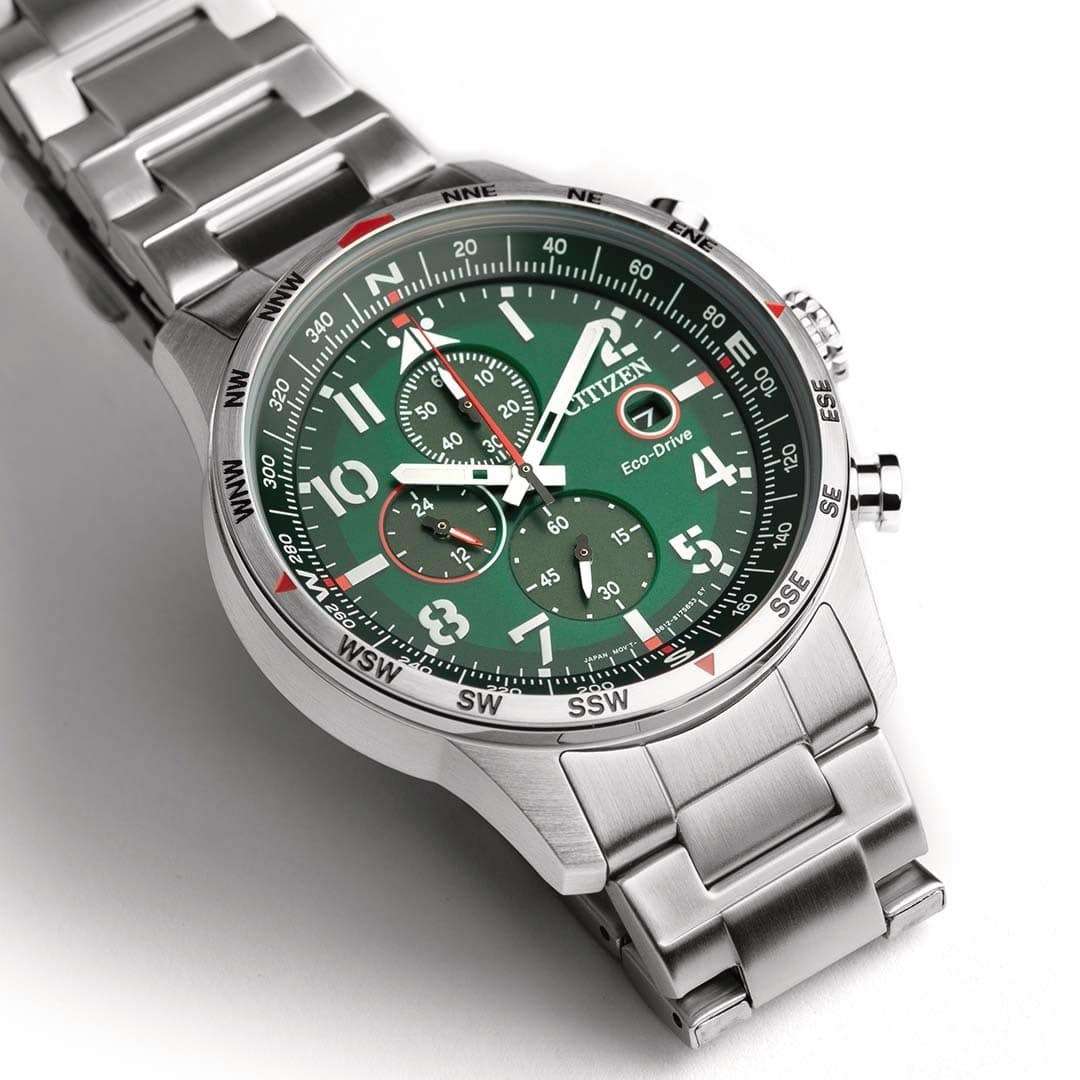 Citizen Chronograph Eco-Drive 43mm Green Dial Steel Bracelet